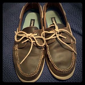 Express Men’s Brown Leather boat shoes